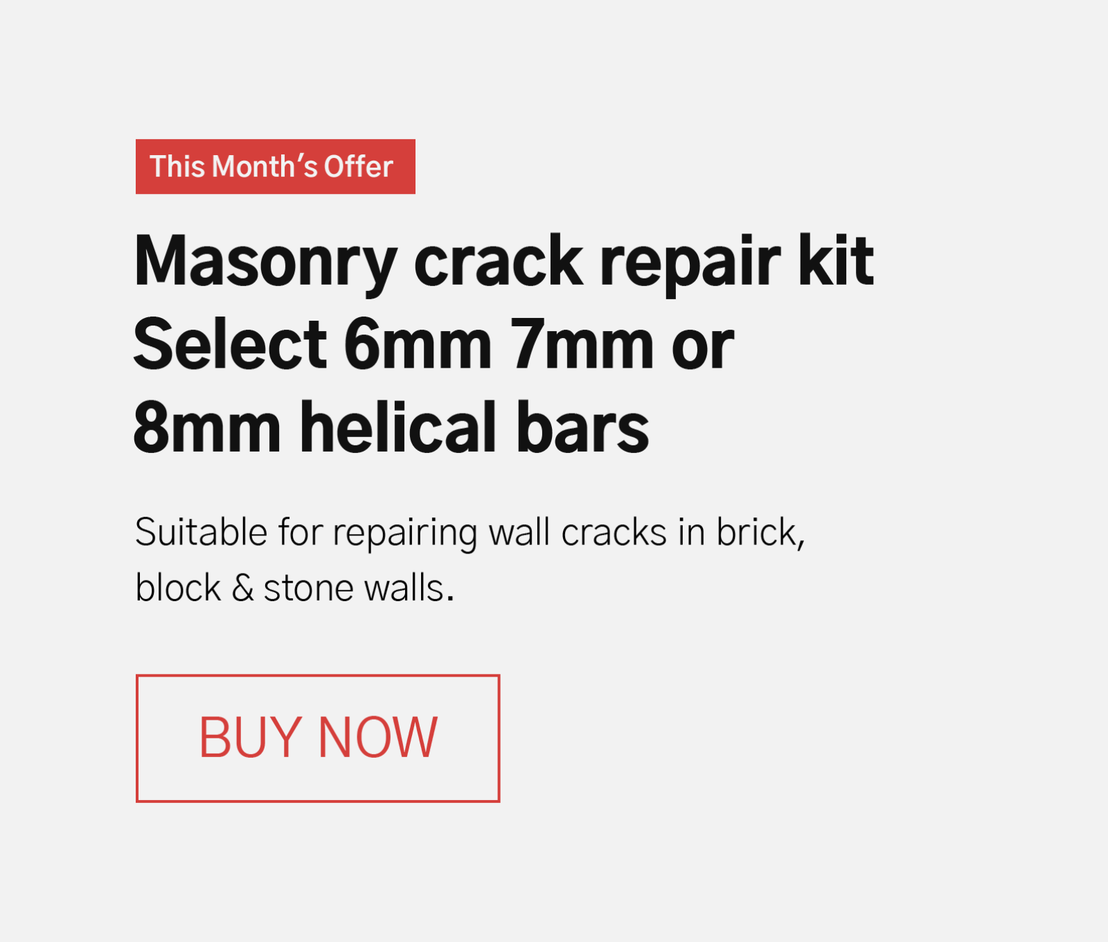 Masonry crack repair kit