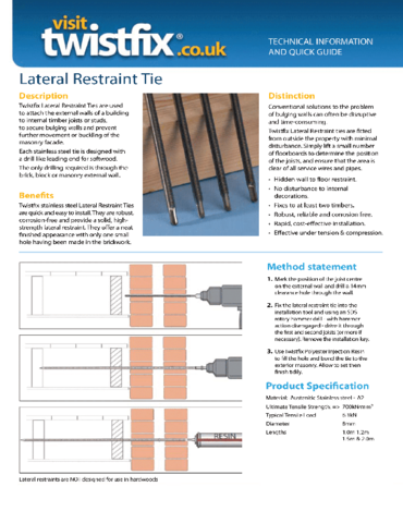 Lateral Restraints Data Sheet 2025